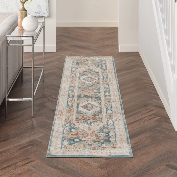 Nourison Thalia Green Ivory THL04 2ft.2in. x 10ft. Rect. Rug