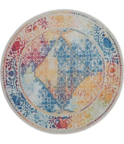 Nourison Home Ankara Global White ANR04 6ft. x Round Round Rug