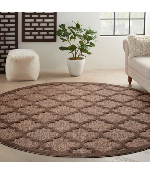 Nourison Easy Care Brown NES01 6 ft. X Round Rug