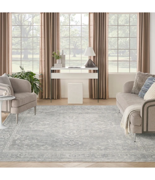 Nourison Astra Machine Washable Light Grey ASW11 7 ft. 10 in. X 10 ft. Rect. Rug