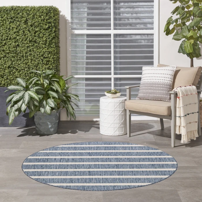 Nourison Positano Navy Ivory POS03 4ft. Round Rug