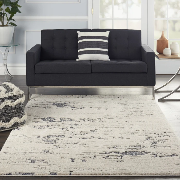 Nourison Zermatt Ivory Blue ZER03 5ft.3in. x 7ft.3in. Rect. Rug