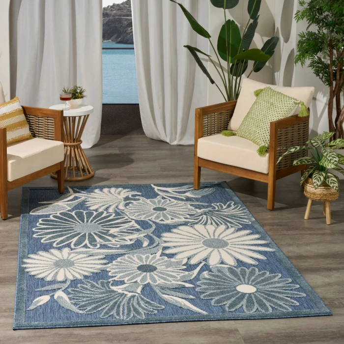 Nourison Aloha Blue ALH33 3 ft. 6 in. X 5 ft. 6 in. Rect. Rug