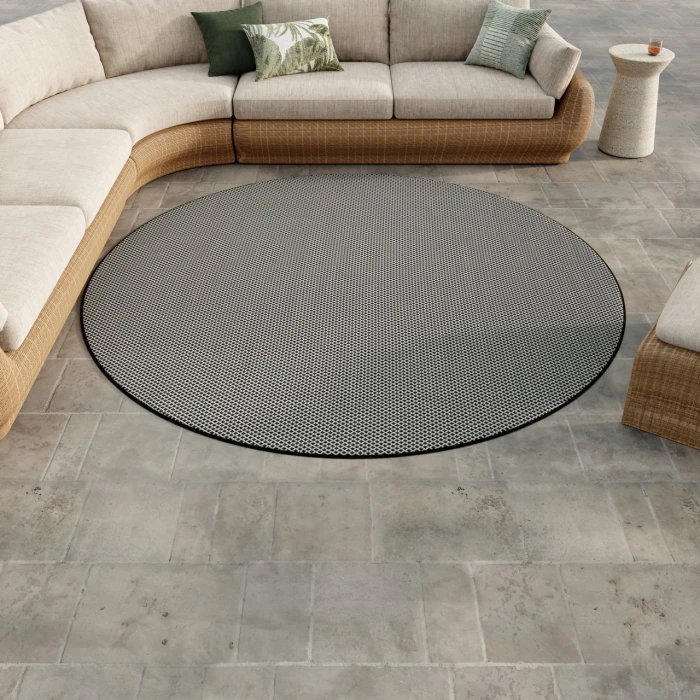 Nourison Home Courtyard Black COU01 5ft. x Round Round Rug