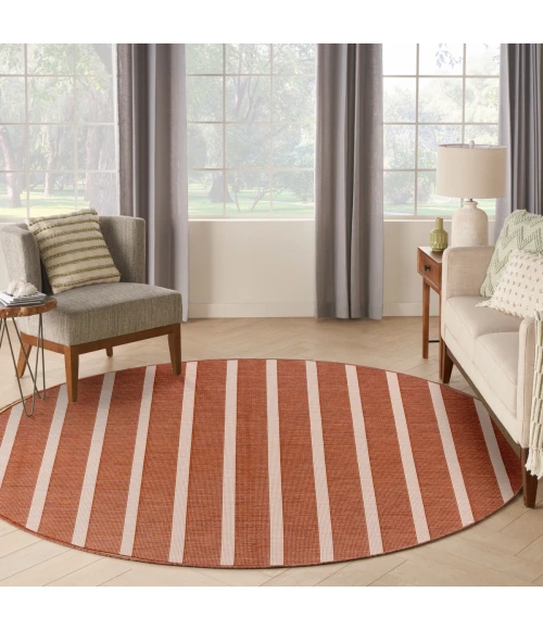 Nourison Positano Terracotta Ivory POS03 8 ft. X Round Rug