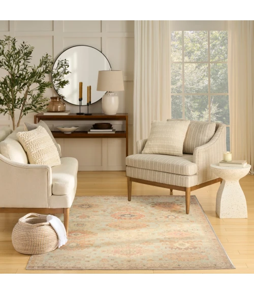 Nourison Vintage Washables Sage Multicolor VWS16 5 ft. 3 in. X 7 ft. 3 in. Rect. Rug