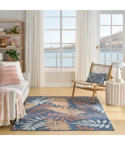 Nourison Home Aloha ALH18 Blue Rose 5 ft. 3 in. X 7 ft. 5 in. Area Rug