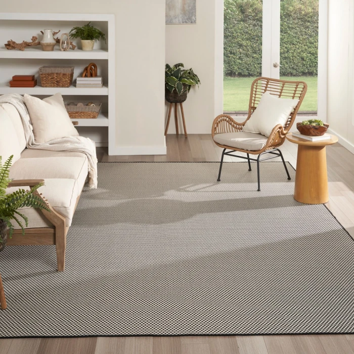 Nourison Courtyard Black White COU01 10 ft. X 14 ft. Rect. Rug