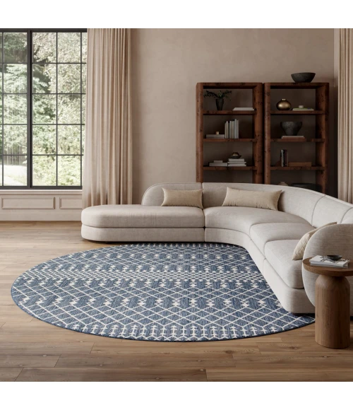 Nourison Positano Navy Blue POS02 10ft. Round Rug