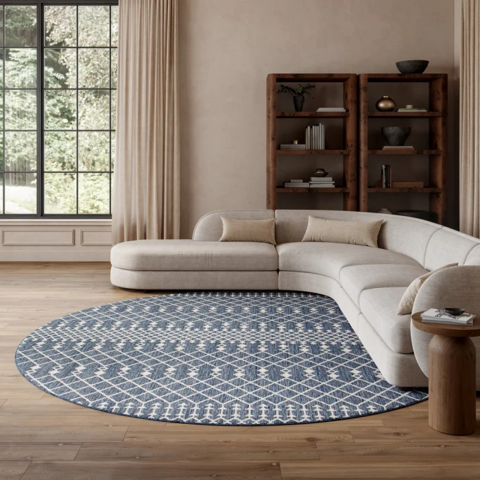 Nourison Positano Navy Blue POS02 10ft. Round Rug