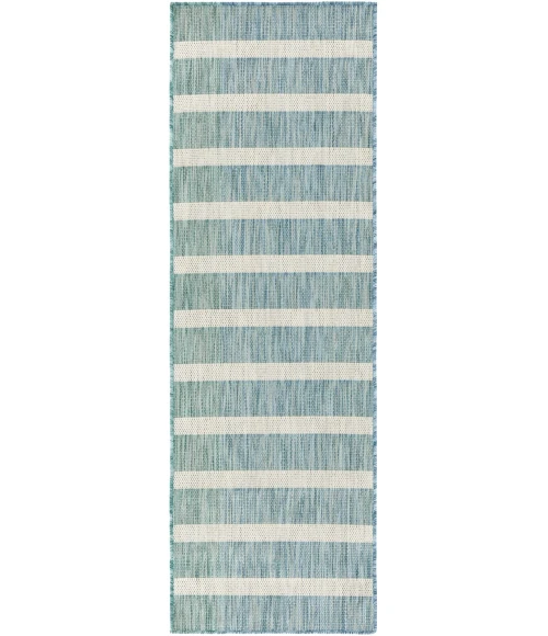 Nourison Positano Aqua Ivory POS03 2 ft. 2 in. X 8 ft. Rect. Rug