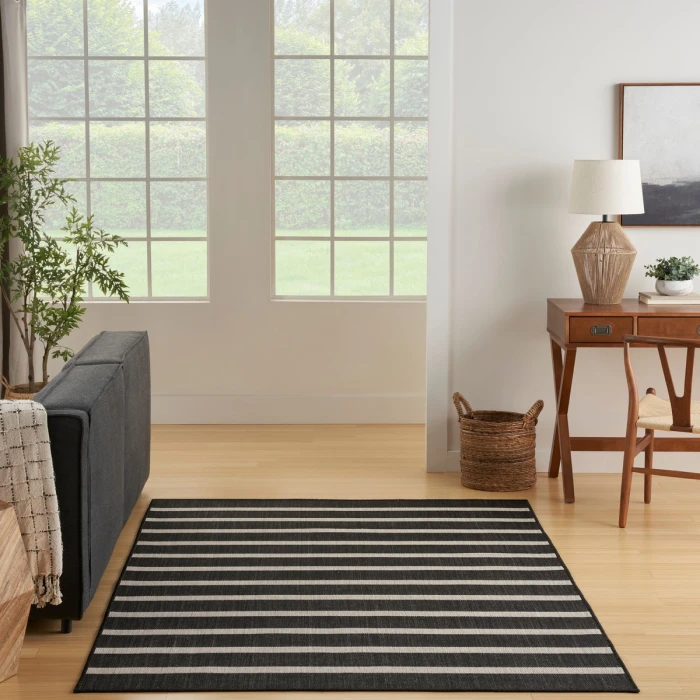 Nourison Positano Black Ivory POS03 6 ft. X 9 ft. Rect. Rug