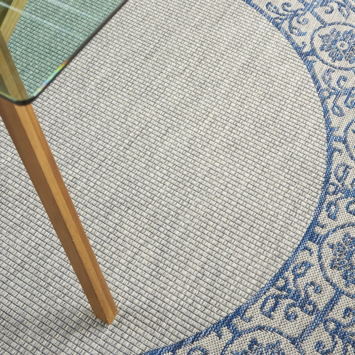 Nourison Country Side Ivory Blue CTR03 5ft.3in. x Round Rug