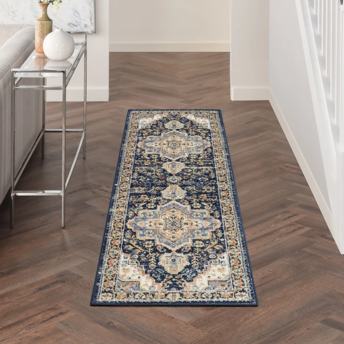 Nourison Nourison Essentials Persian Navy NRE07 2 ft. 2 in. X 14 Rect. Rug