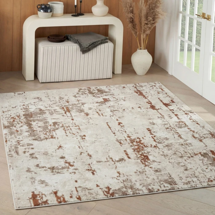 Nourison Quarry Ivory Rust QUA01 10ft. Square Rug