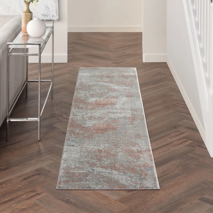 Nourison Rustic Textures Light Grey Rust RUS15 2ft. 2in. x 7ft. 6in. Rect. Rug
