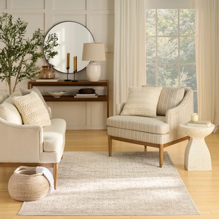 Nourison Washable Charm Beige Ivory WCH03 4 ft. X 6 ft. Rect. Rug