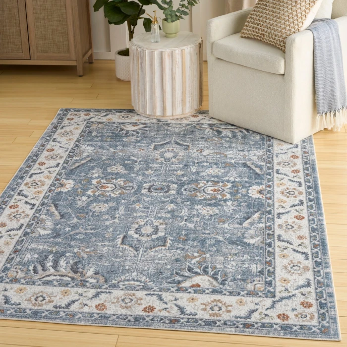 Nourison Astra Machine Washable Blue ASW20 4 ft. X 6 ft. Rect. Rug