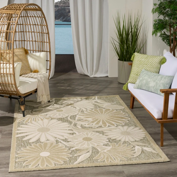 Nourison Aloha Ivory Sage ALH33 3 ft. 6 in. X 5 ft. 6 in. Rect. Rug