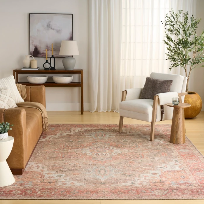Nourison Vintage Washables Coral Taupe VWS07 7 ft. 10 in. X 9 ft. 10 in. Rect. Rug