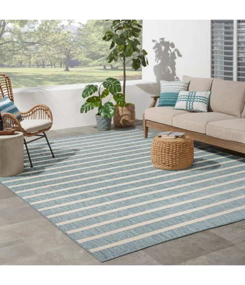 Nourison Positano Aqua Ivory POS03 10 ft. X 14 ft. Rect. Rug