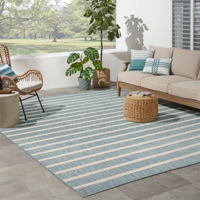 Nourison Positano Aqua Ivory POS03 10 ft. X 14 ft. Rect. Rug