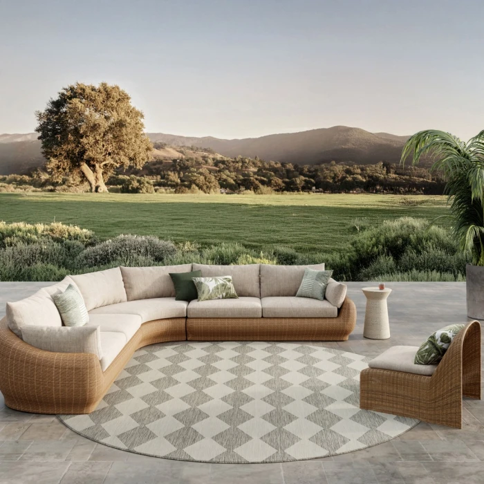 Nourison Positano Light Grey POS04 8ft. Round Rug
