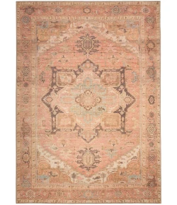 Nourison Home Vintage Washables VWS11 Coral Multicolor 5 ft. 3 in. X 7 ft. 3 in. Area Rug