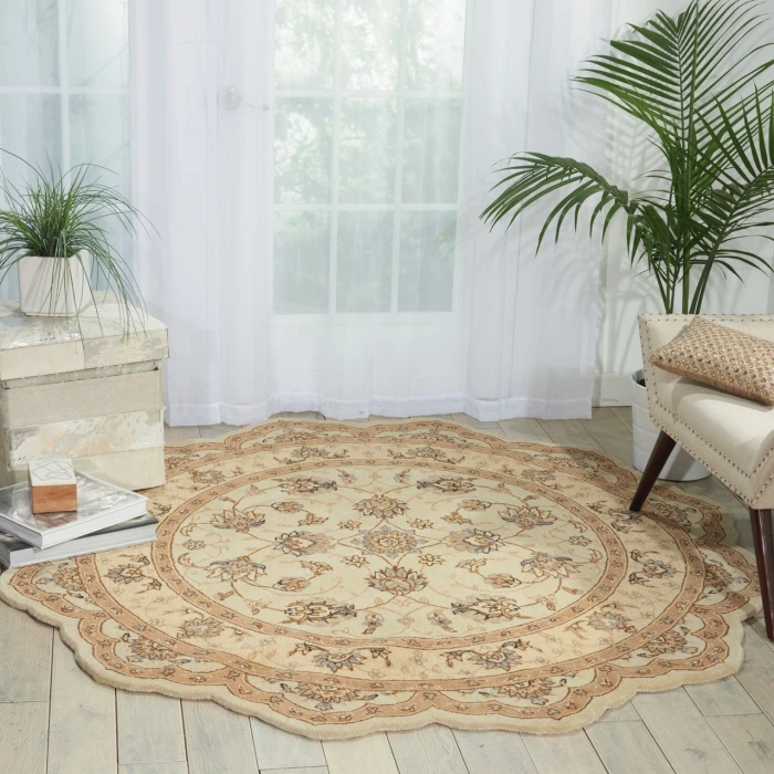 Nourison Home Heritage Hall Beige HE28 6ft. x Freeform Free Form Rug