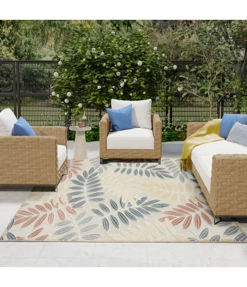 Nourison Aloha Ivory Blue ALH18 9 ft. X 12 ft. Rect. Rug