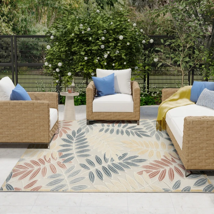 Nourison Aloha Ivory Blue ALH18 9 ft. X 12 ft. Rect. Rug