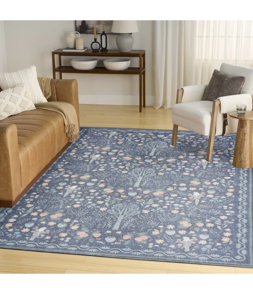 Nourison Home Botanical Washables Blue BOT04 5ft. x 7ft. Rect. Rug