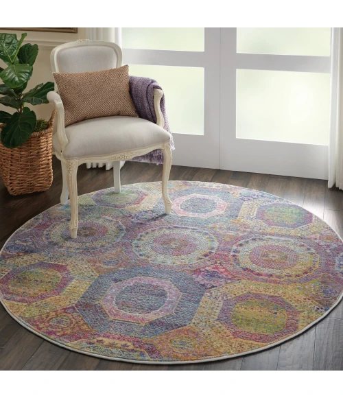 Nourison Home Ankara Global Multicolored ANR05 6ft. x Round Round Rug