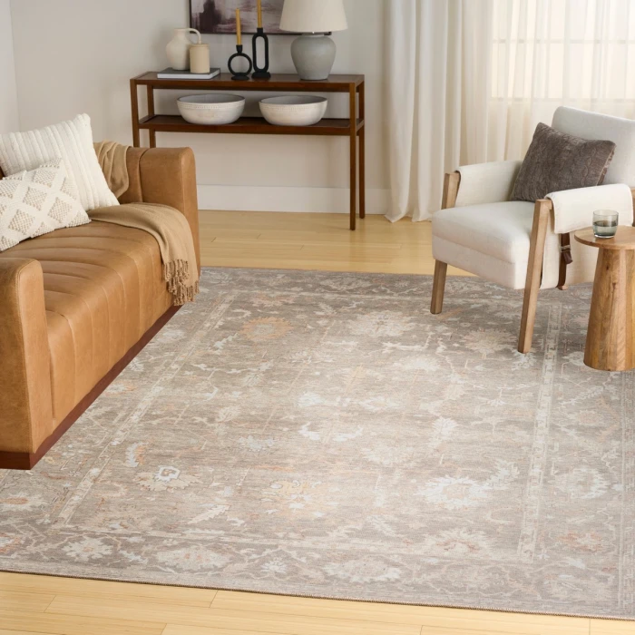 Nourison Vintage Washables Grey VWS09 7 ft. 10 in. X 9 ft. 10 in. Rect. Rug