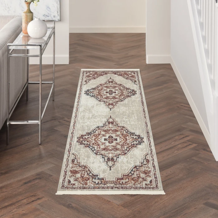 Nourison Carina Brick Silver CNA01 2ft.2in. x 7ft.6in. Rect. Rug