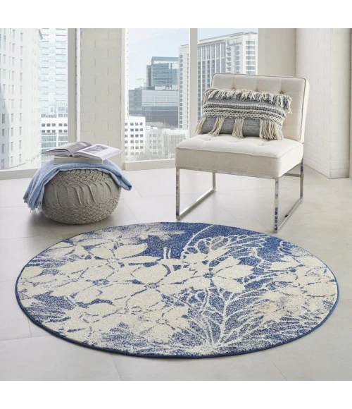 Nourison Home Tranquil Navy TRA08 5ft.3in. x Round Round Rug