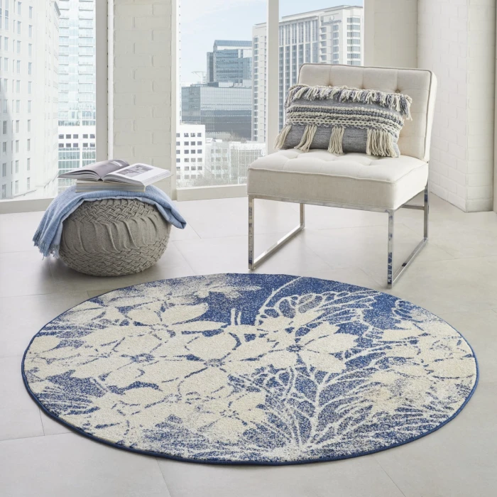 Nourison Home Tranquil Navy TRA08 5ft.3in. x Round Round Rug