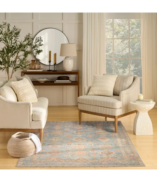 Nourison Vintage Washables Navy Multicolor VWS10 5 ft. 3 in. X 7 ft. 3 in. Rect. Rug