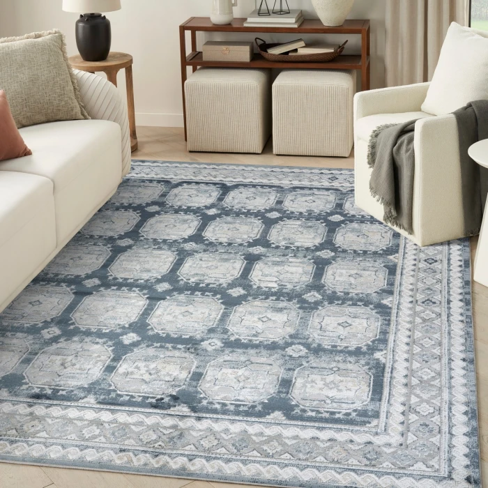 Nourison Dekor Grey Navy DEK01 7 ft. 10 in. X 9 ft. 10 in. Rect. Rug