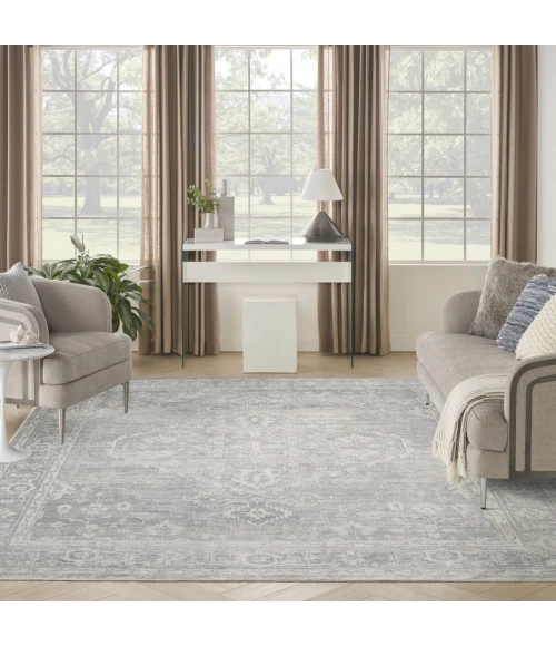 Nourison Astra Machine Washable Light Grey ASW11 10ft. x 14ft. Rect. Rug