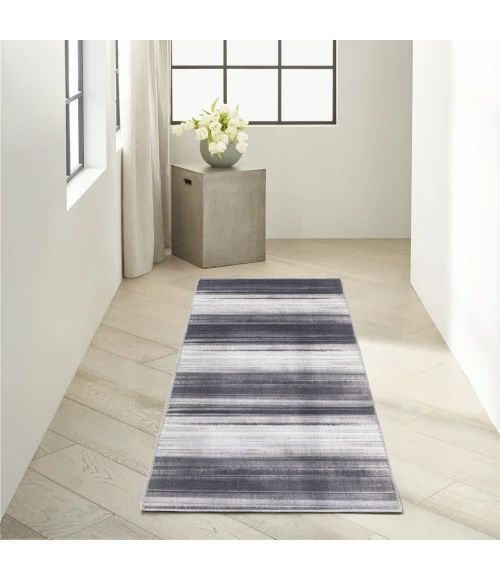 Nourison Launder Ivory Black LDR01 2ft.2in. x 7ft.6in. Rect. Rug