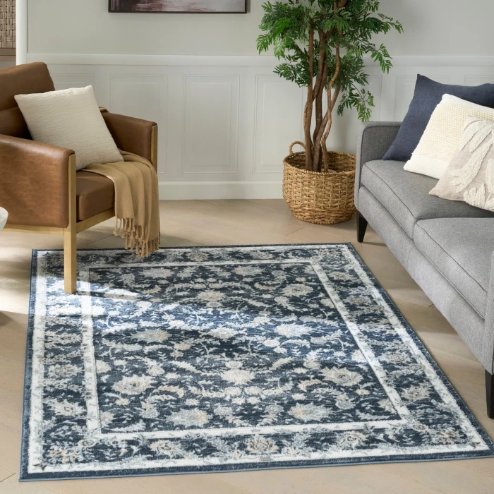 Nourison Dekor Slate/Ivory DEK09 4 ft. X 6 ft. Rect. Rug
