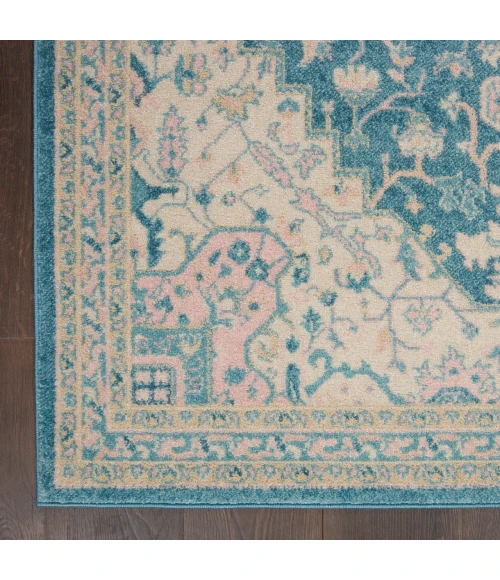 Nourison Tranquil Ivory Turquoise TRA07 5ft.3in. x 7ft.3in. Rect. Rug