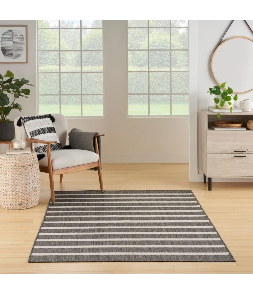 Nourison Positano Charcoal Ivory POS03 6 ft. X 9 ft. Rect. Rug
