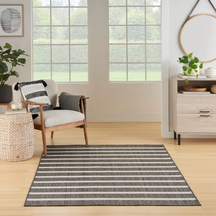 Nourison Positano Charcoal Ivory POS03 6 ft. X 9 ft. Rect. Rug