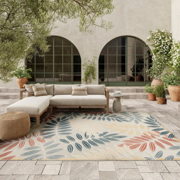 Nourison Aloha Ivory Blue ALH18 9 ft. X 12 ft. Rect. Rug
