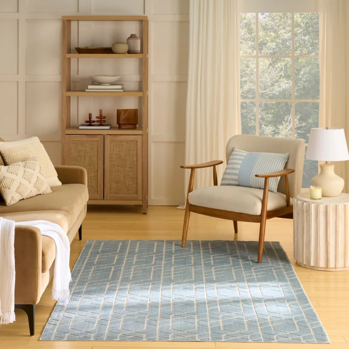Nourison Washable Charm Blue Ivory WCH01 4 ft. X 6 ft. Rect. Rug