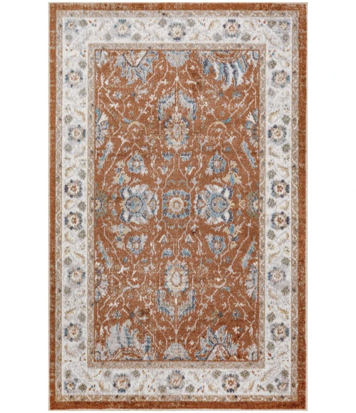 Nourison Astra Machine Washable Rust Ivory ASW20 3 ft. 3 in. x 5 ft. Rect. Rug