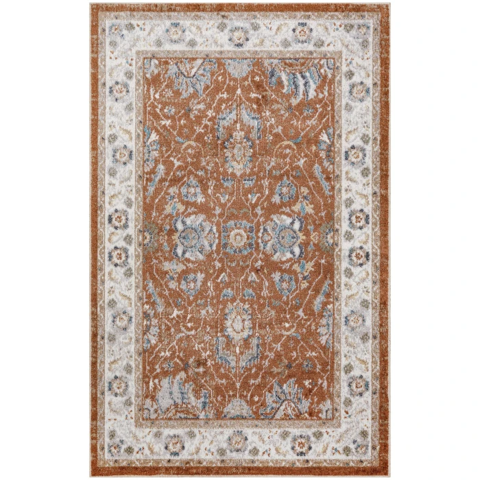 Nourison Astra Machine Washable Rust Ivory ASW20 3 ft. 3 in. x 5 ft. Rect. Rug