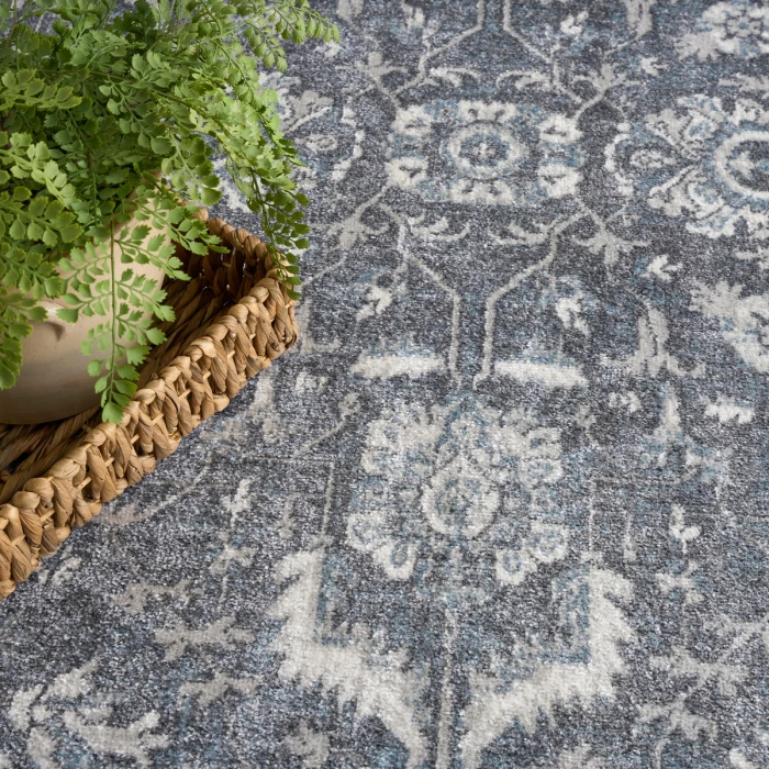 Nourison Astra Machine Washable Slate ASW20 6 ft. 7 in. X 9 ft. Rect. Rug